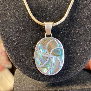 FNA Sterling Silver Abalone Shell Pendant Canadian Natural Sea Snail Shell 7.4g